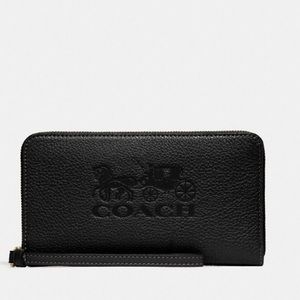 Coach Black Pebbled Leather Phone Wallet wristlet